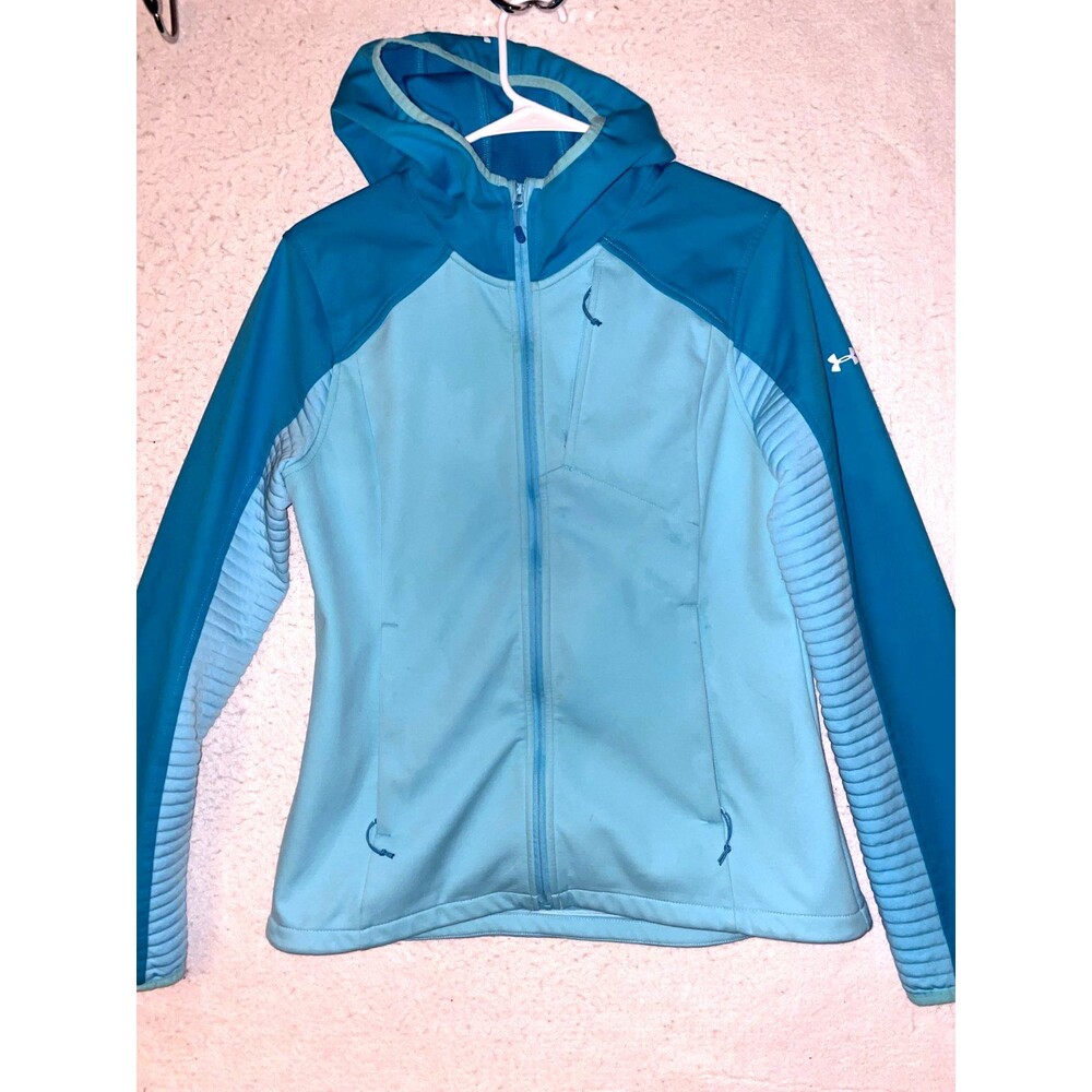 Under Armour Womens M Storm Coldgear Full Zip Hooded Full Zip Jacket Fitted Blue